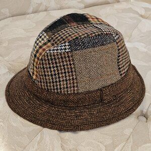 Vtg. Failsworth Classic Patchwork Windemere Hat; All Wool; lined; Size L; EUC